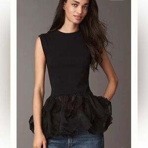 By Anthropologie 3D Floral Peplum Top  Size S NWT